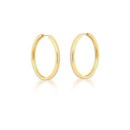 Argola com Aro Quadrado Banhada a Ouro 18k