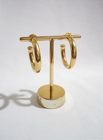 Argola Tubo Médio Liso Folheado a Ouro