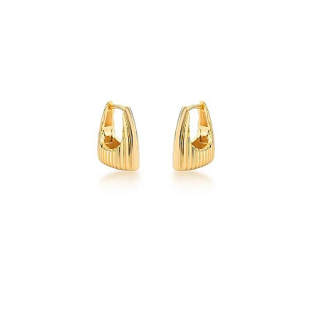 Argola Texturizada Lisa Banhado a Ouro