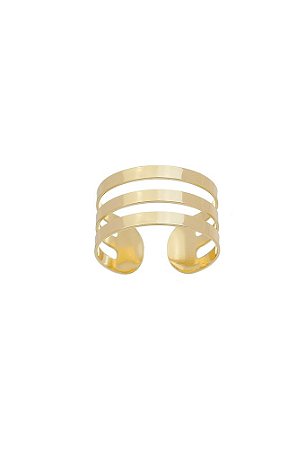 Anel Ajustável Três Elos Folheado a Ouro