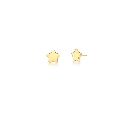 Brinco Estrela Liso Banhado a Ouro