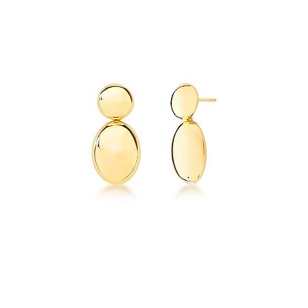 Brinco Redondo com Pêndulo Oval Banhado a Ouro