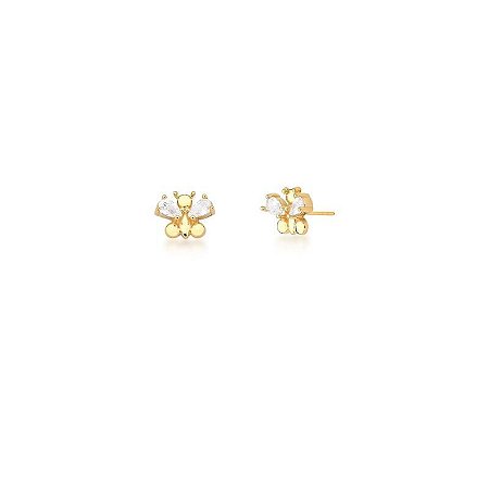 Borboleta com Cristal Banhado a Ouro