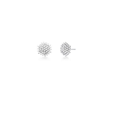 Brinco de Flor Cravejado de Zircônias Prata Rodinada
