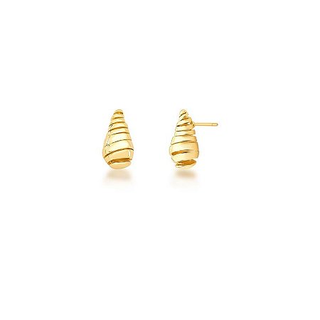 Brinco de Gota Texturizado Vazado Liso Banhado a Ouro
