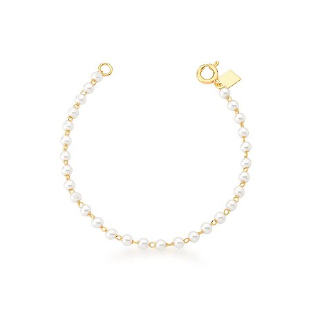 Pulseira Pérola Infantil Banhada a Ouro