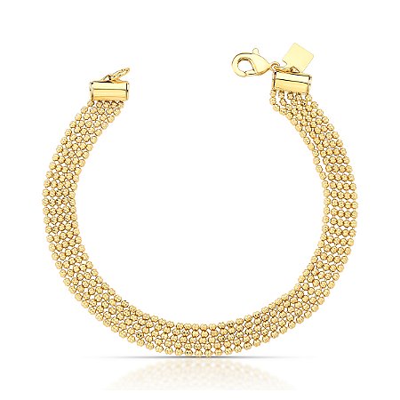 Pulseira Cinco Voltas com Bolinhas Banhada a Ouro