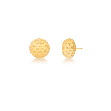Brinco Redondo com Efeito Banhado a Ouro
