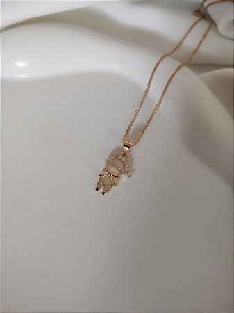 Colar Mãe de Menino com Zircônias Banhado a Ouro