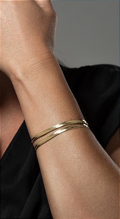 Pulseira Fita 3mm Folheada a Ouro