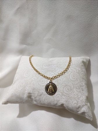 Pulseira Nossa Senhora Aparecida Malha Portuguesa Folheado a Ouro