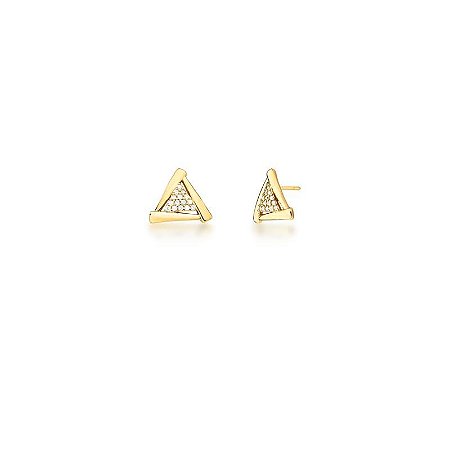 Brinco Triangular Cravejado de Zircônias Banhado a Ouro