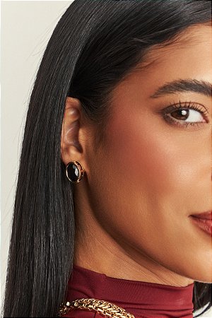 Brinco Oval em Cristal Banhado a Ouro