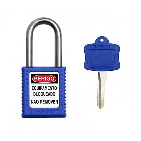 Cadeado LOTO de Bloqueio 38mm Haste Cromada Tagout - Azul