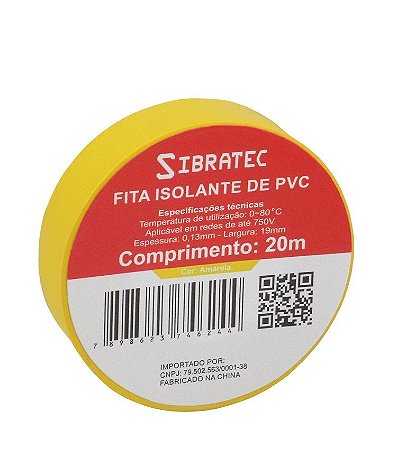 Fita Isolante Amarela 20 Metros - 19MM X 20METROS