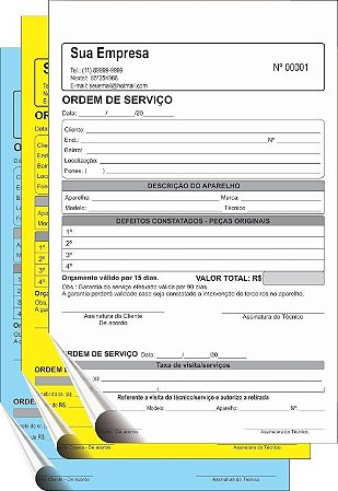 TALÃO 3 VIAS - PAPEL COMUM     Comandas, Orçamentos, Ordens de Serviços, Pedidos, Recibos, etc