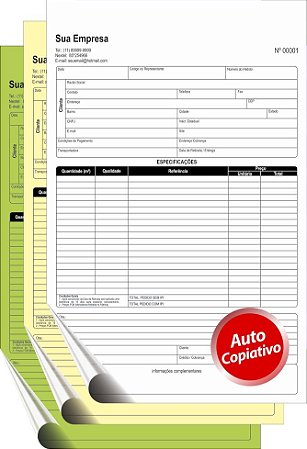 TALÃO 3 VIAS - PAPEL AUTOCOPIATIVO     Comandas, Orçamentos, Ordens de Serviços, Pedidos, Recibos, etc
