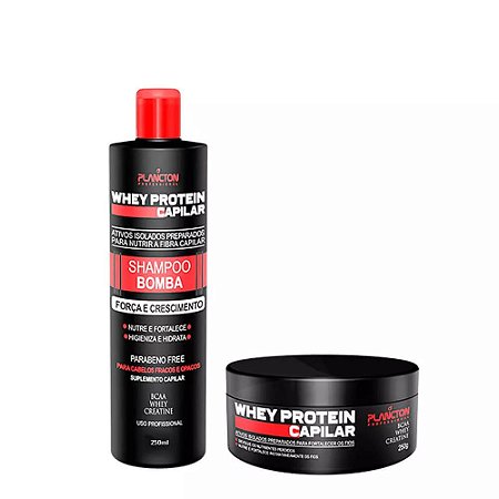 Kit Whey Protein Plancton Shampoo 250ml e Máscara 250g
