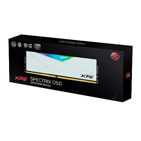 MEMORIA ADATA XPG SPECTRIX D50 RGB 16GB (1X16) DDR4 3200MHZ BRANCA, AX4U320016G16A-SW50