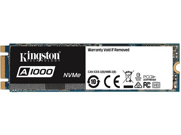 SSD KINGSTON A1000, 480GB, M.2 NVMe, Leitura 1500MB/s, Gravação 900MB/s - SA1000M8/480G