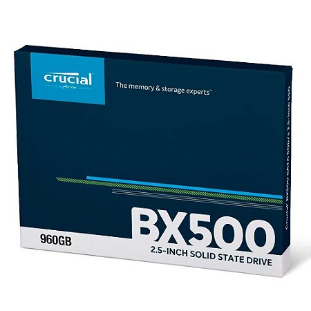 SSD CRUCIAL BX500 960GB, SATA, LEITURA 540MB/s, GRAVAÇÃO 500MB/s, CT960BX500SSD1