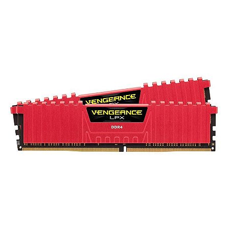 MEMÓRIA CORSAIR VENGEANCE LPX 8GB (2X4) 2666MHZ, DDR4, VERMELHA, CMK8GX4M2A2666C16R