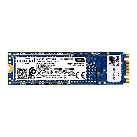 SSD CRUCIAL MX500 500GB, M.2 2280, 3D NAND, LEITURA 560MBS, GRAVAÇÃO 510MBS - CT500MX500SSD4