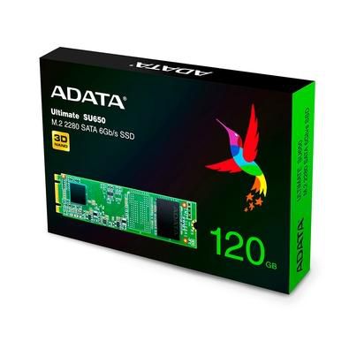 SSD ADATA ULTIMATE SU650 120GB, M.2 2280, LEITURA 550MB/s e GRAVAÇÃO 410MB/s - ASU650NS38-120GT-C