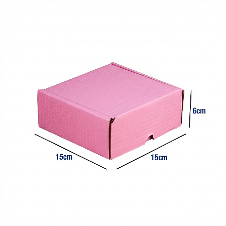 Caixa de Papelão Rosa Pequena - 15 x 15 x 6