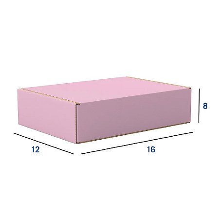 Caixa de Papelão Rosa Pequena - 16 x 12 x 8