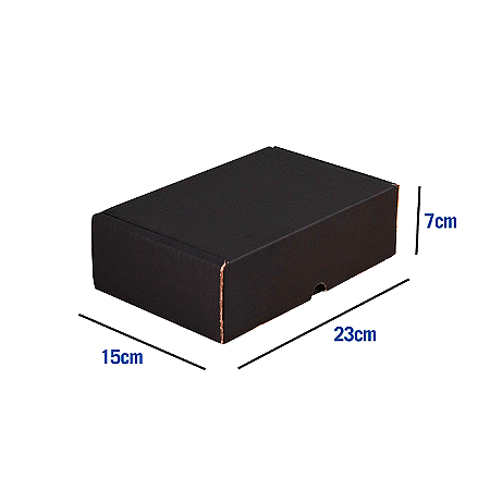 Caixa de Papelão Preta Média - 23 x 15 x 7