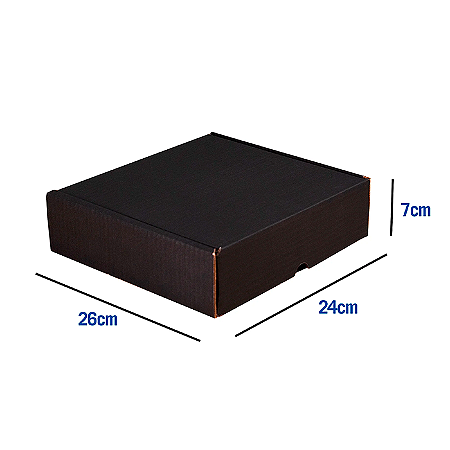 Caixa de Papelão Preta Média - 26 x 24 x 7
