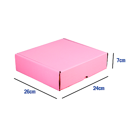Caixa de Papelão Rosa Média - 26 x 24 x 7