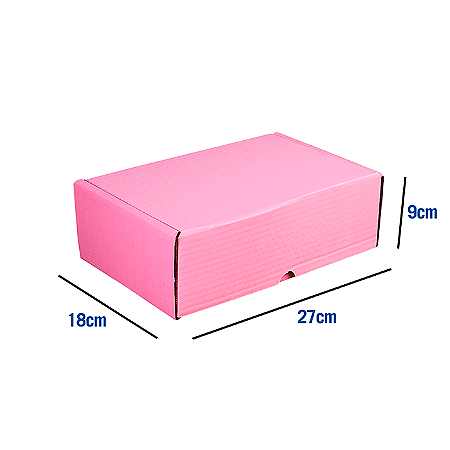 Caixa de Papelão Rosa Grande - 27 x 18 x 9