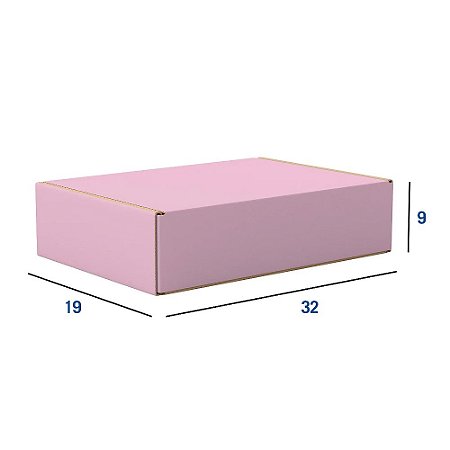 Caixa de Papelão Rosa Grande - 32 x 19 x 9