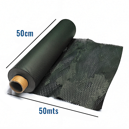 Bobina de Papel Colmeia Kraft Preta - 50cm x 50MT