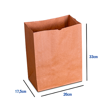 Saco de Papel Kraft - G - 26 x 17,5 x 33 cm