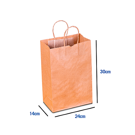 Sacola de Papel Kraft - M - 24 x 14 x 30 cm