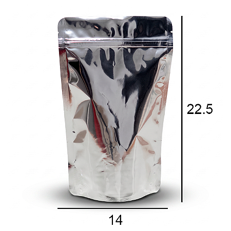 Saco Stand Up Pouch Metalizado - Fecho Zip - 14 x 22.5