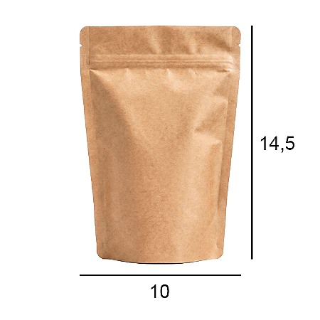 Saco Kraft Stand Up Pouch - Fecho Zip - 10 x 14.5