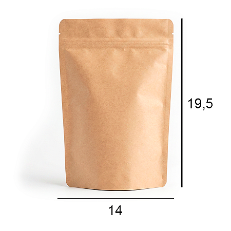 Saco Kraft Stand Up Pouch - Fecho Zip - 14 x 19.5