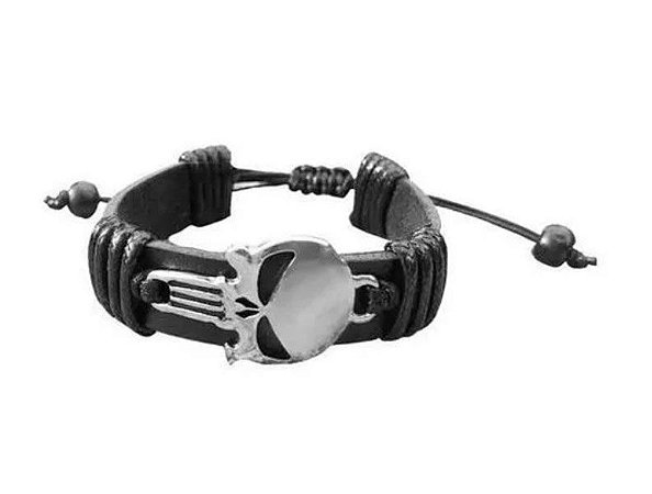 Pulseira Couro Justiceiro The Punisher Marvel Geek