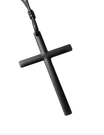 Colar Masculino Feminino Crucifixo All Black Regulável