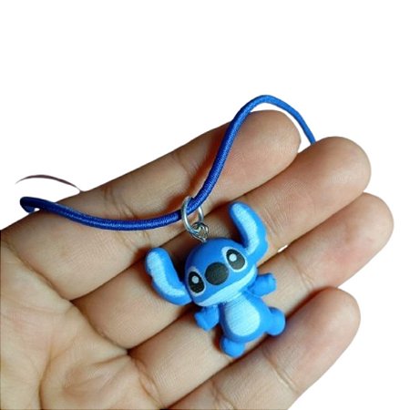 Colar Infantil Lilo Stitch Azul Ohana Disney Desenho Novo