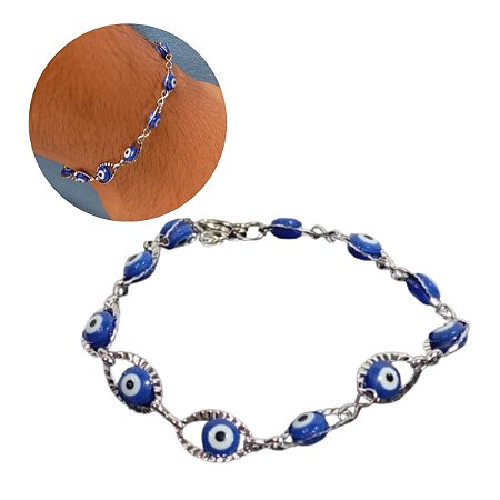 Pulseira Feminina Olho Grego Aço Inox  Luxo e Proteção