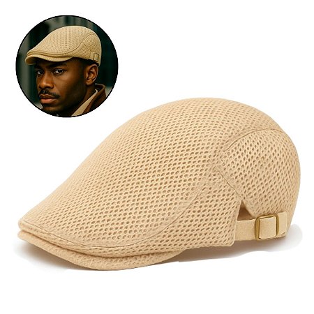 Boina Com Regulagem Lateral Estilo Peaky Blinders Cor Bege