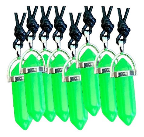 Colar Obelisco Verde Neon Palmeiras Brilha Atacado 12 Peças