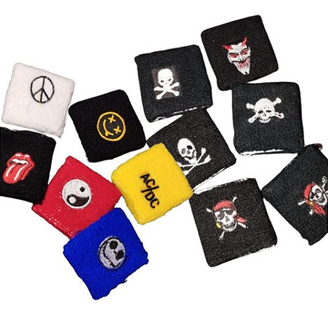 Munhequeira De Rock Rolling Stones Caveira Atacado Kit C/24