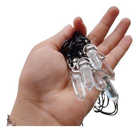 Colar Obelisco Cristal Transparente Amuleto Atacado 12 Pçs