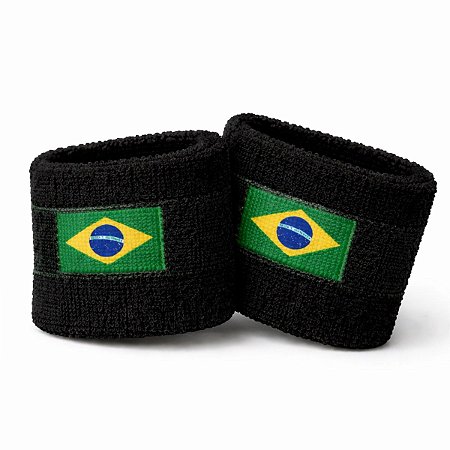 Kit 2 Munhequeiras Brasil Copa do Mundo Bracelete Preta Nova